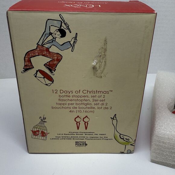 Lenox 12 Days Of Christmas Bottle Stoppers Set Of 2 - Picture 8 of 8